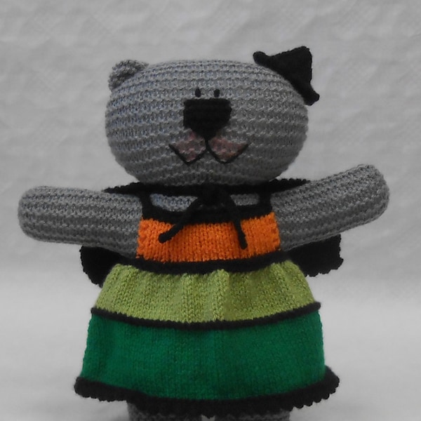 knit Witch Teddy Bear Costume PDF Knitting Pattern with dress Cape and Hat for Halloween Spooky Fancy dress Party
