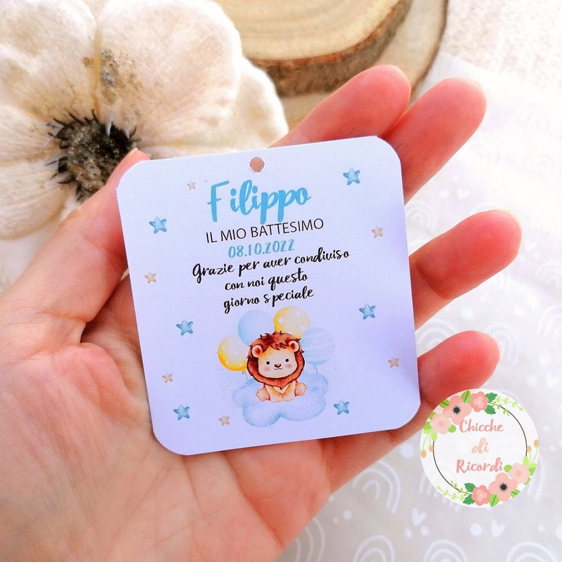Bigliettini Battesimo "Icon Blu E Bianco" Personalizzati - Foto 4