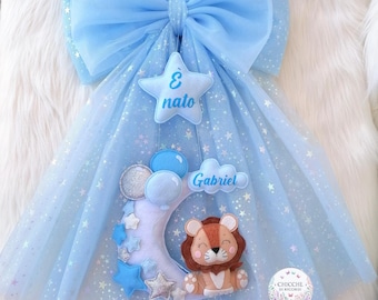 Lazo de nacimiento de león, lazo de nacimiento de fieltro, lazo de nacimiento, lazo de nacimiento de bebé niño, lazo de nacimiento de bebé, decoración de puerta de nacimiento de león