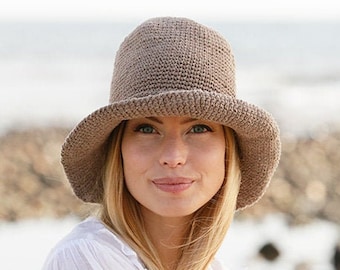 Summer hat, beach hat, cotton hat, woman summer hat, cotton and linen, crocheted hat, bucket hat