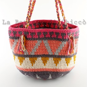 Crochet shopping bag, hand made bag, cotton bag, crochet summer bag. image 1