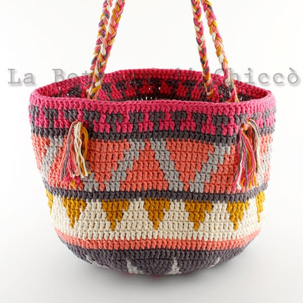 Crochet shopping bag, hand made bag, cotton bag, crochet summer bag.