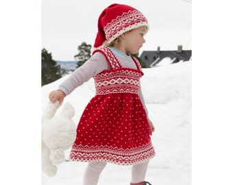 Girls nordic dress in merino wool with hat