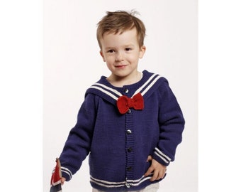 Kids cardigan, kids knitted Sweater, toddler Sailor sweater, kids sailor cardigan, merino wool kids sweater.