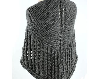 Knit shawl, wool shawl, 100% hand made, knit wrap, wool wrap.