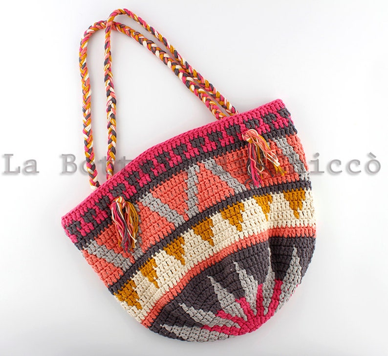 Crochet shopping bag, hand made bag, cotton bag, crochet summer bag. image 2