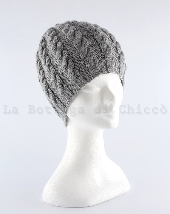 Cappello di lana grigio donna fatto a maglia cappello con | Etsy Italia