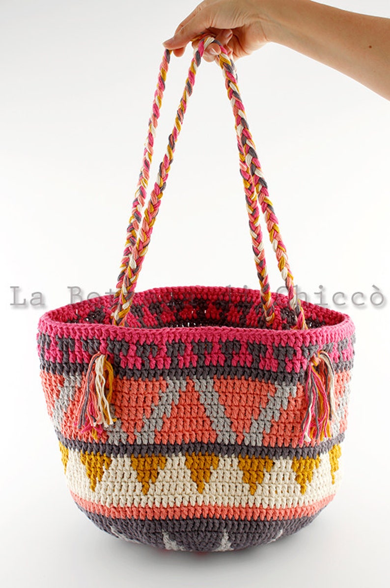 Crochet shopping bag, hand made bag, cotton bag, crochet summer bag. image 1