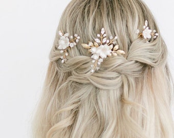 Bridal hair pins floral and wedding headpiece for brides. Wedding hair pins and bridal headpieces. Floral wedding headpiece BLAISE