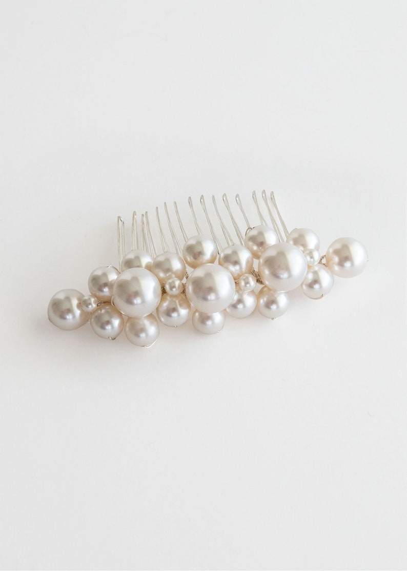 Bridal comb and Pearl wedding headpiece. Bridal headpiece for weddings. Pearl bridal headpiece and wedding headpiece for brides PALLAS image 10