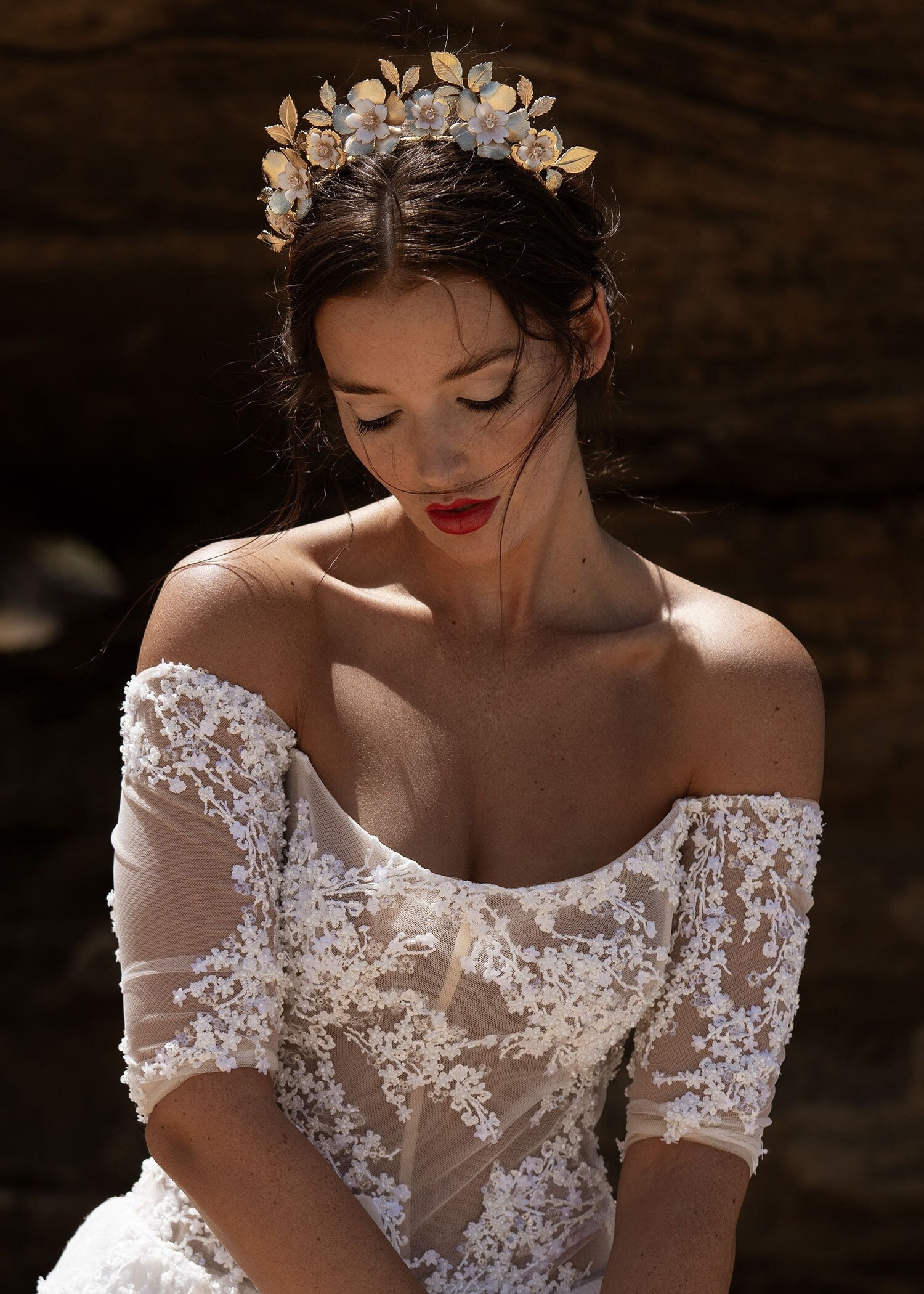 Elegant Silver Floral Tiara by Grace Silver Flower Tiara Daisy for a Modern Bridal Look | DiAmoreDS main image 2