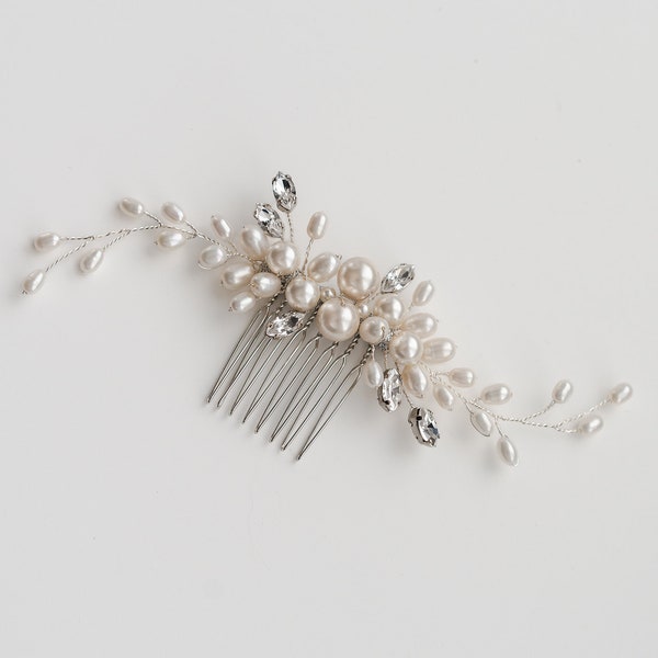 Bridal comb and Pearl wedding headpiece. Pearl Bridal headpiece for weddings. Pearl bridal headpiece and wedding accessories for brides NOVA