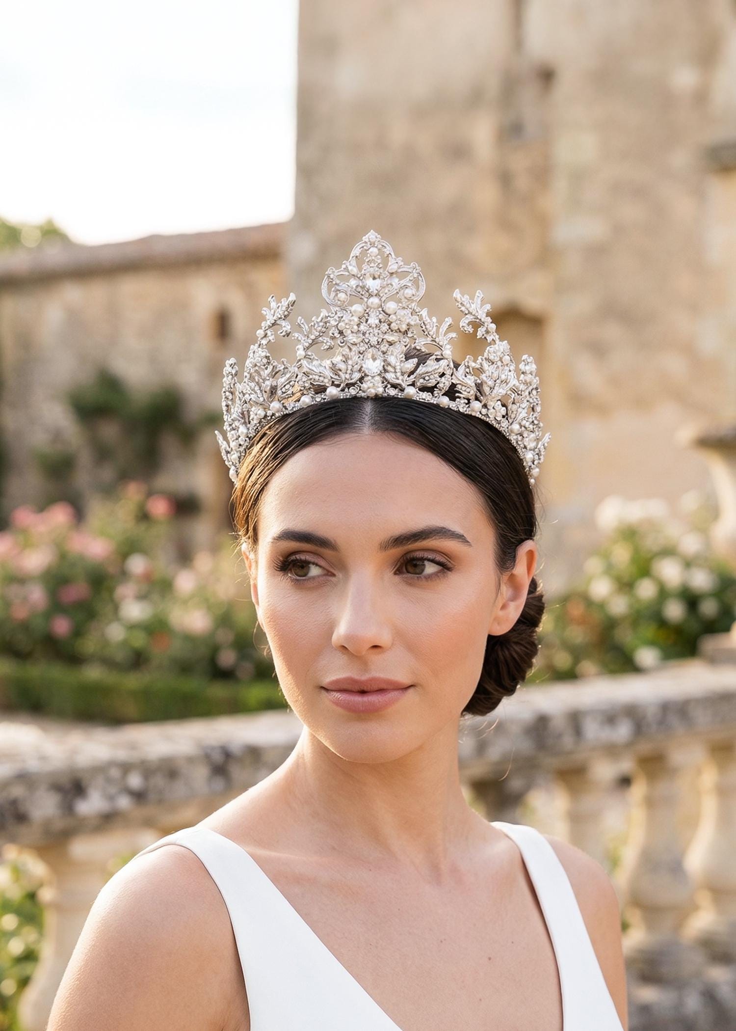 Crystal Pearl Wedding Bridal Hair Headpiece Tiara Fancy wedding tiara, wedding headpiece - Pearl opulence  main image 2