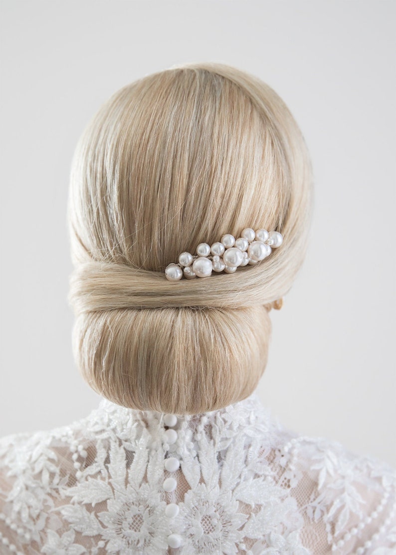 Bridal comb and Pearl wedding headpiece. Bridal headpiece for weddings. Pearl bridal headpiece and wedding headpiece for brides PALLAS image 5