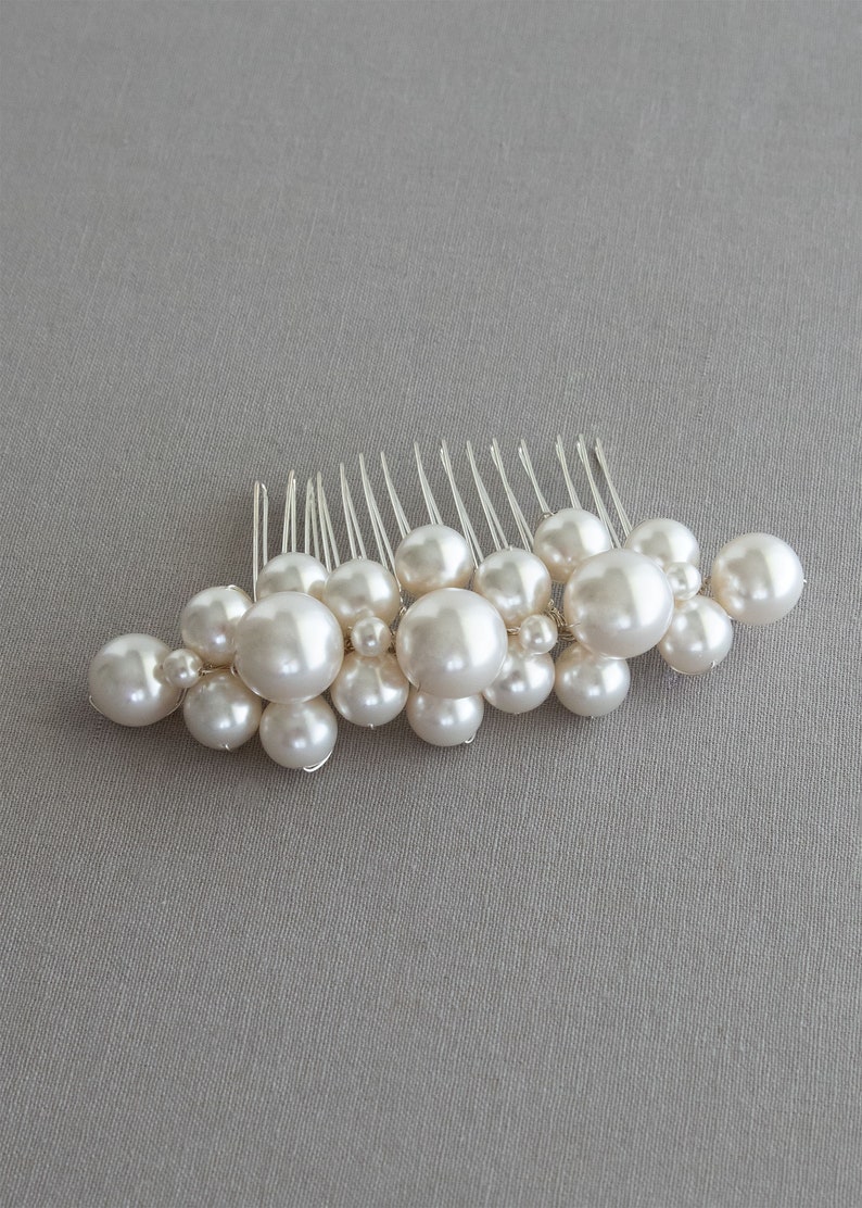 Bridal comb and Pearl wedding headpiece. Bridal headpiece for weddings. Pearl bridal headpiece and wedding headpiece for brides PALLAS image 8