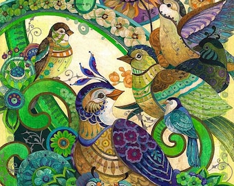 Galchutt - Chirp Rug Hooking Pattern (18&quot; x 24&quot;)
