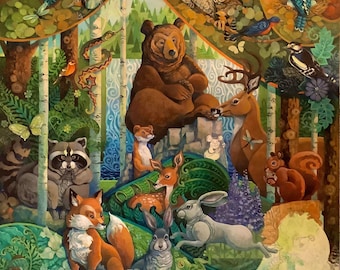 Galchutt - Woodland Scene (approx 35&quot; X 28&quot;)