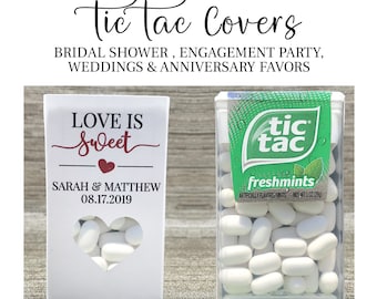 Wedding Favor Boxes. Tic Tac Holder Covers. Mint Wedding Favor Tags. Love is Sweet. Engagement Anniversary Favors. Tic Tac Not Included.