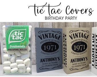 Adult Birthday Party Favor. Aged to Perfection Tic Tac Cover. 30th 40th 50th 60th 70th Vintage favors. Tic Tac Not Included. mtw_VintageBday