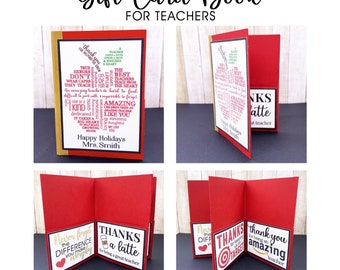 Personalized Holiday Gift Card Book for Teacher Appreciation. Christmas Gift Card Holder. Class Gift for Teacher. Happy Holiday Teacher Gift