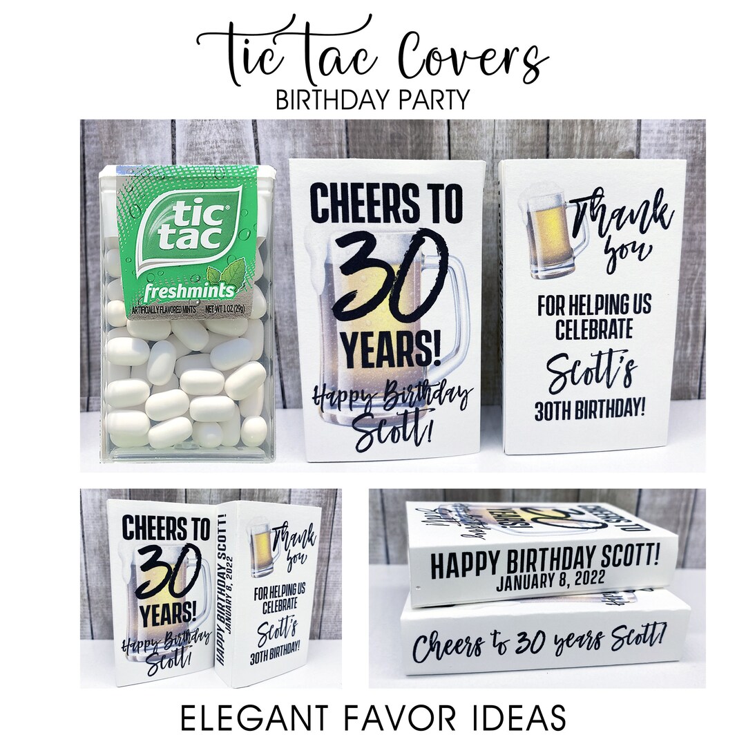 Adult Birthday Party Favors for Guys. Cheers to Beers Tic Tac Covers