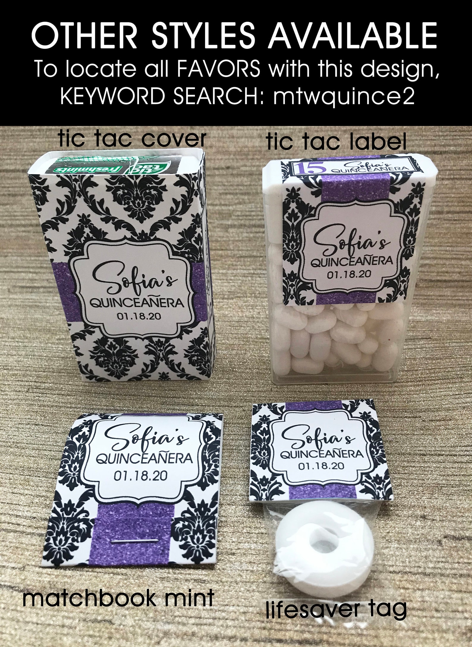 Quinceanera Tic Tac Labels. Sweet 16 Tic Tac Stickers. Quince - Etsy