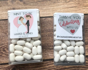 Tic Tac Wedding Stickers.  Mint to be Favor Labels.  Wedding Favors for Guests.  DIY Wedding Favor Ideas.  Thank You Wedding Stickers.