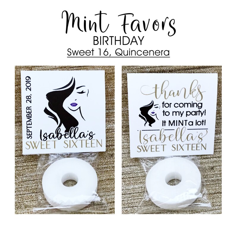 Birthday Party Favors Mint Favor Tags Assembled DIY Favors. Thank you tag Quinceanera Favor Tags Favors for Guests Sweet 16 Favors