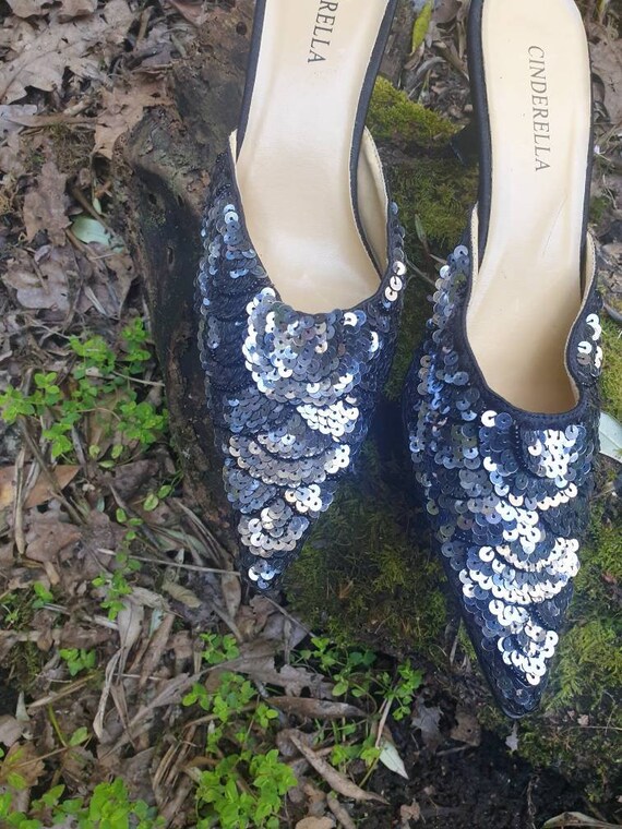 Cinderella size 40 pumps sequined pumps retro pump