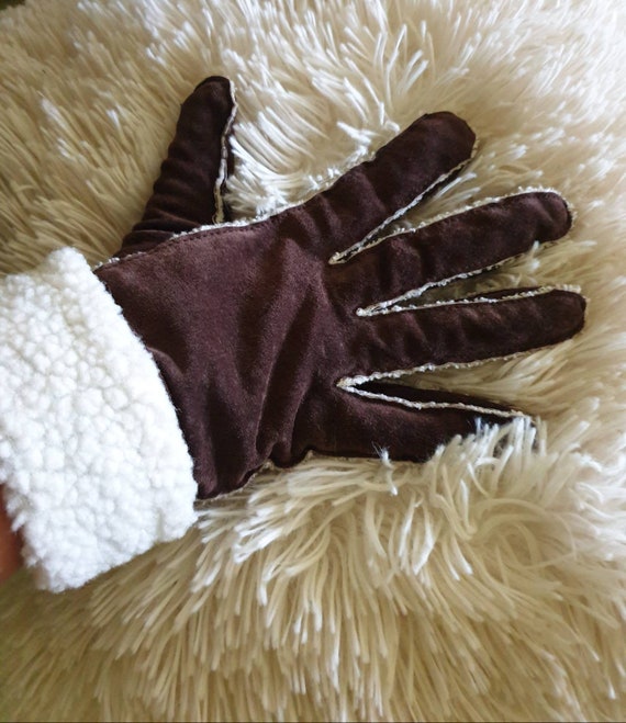 Brown suede gloves vintage gloves retro gloves kit