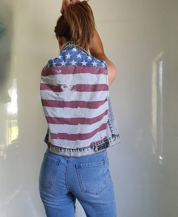 Denim vest USA vest faded jacket Bruce Springsteen