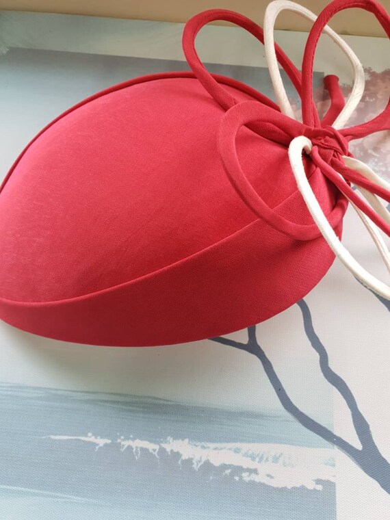 Red and white fascinator