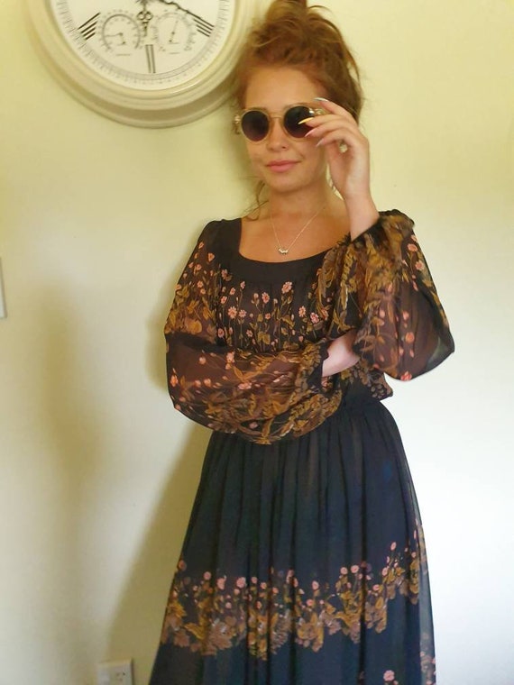 Boho maxi dress long bohemian style dress woodstoc