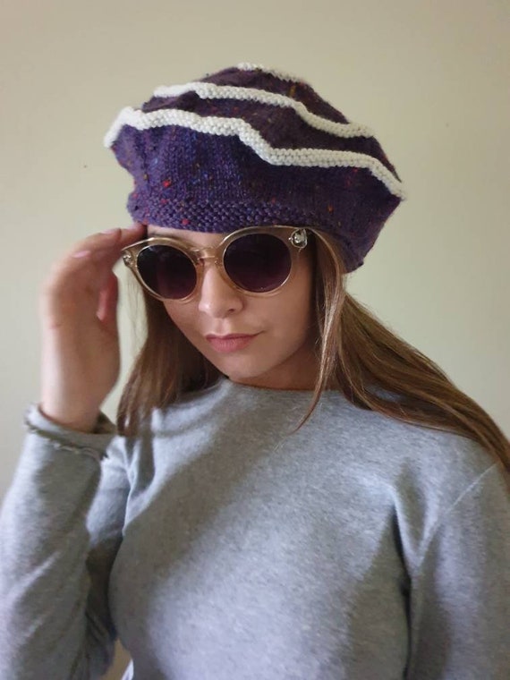 Purple beanie warm winter beanie wool hat wool bea