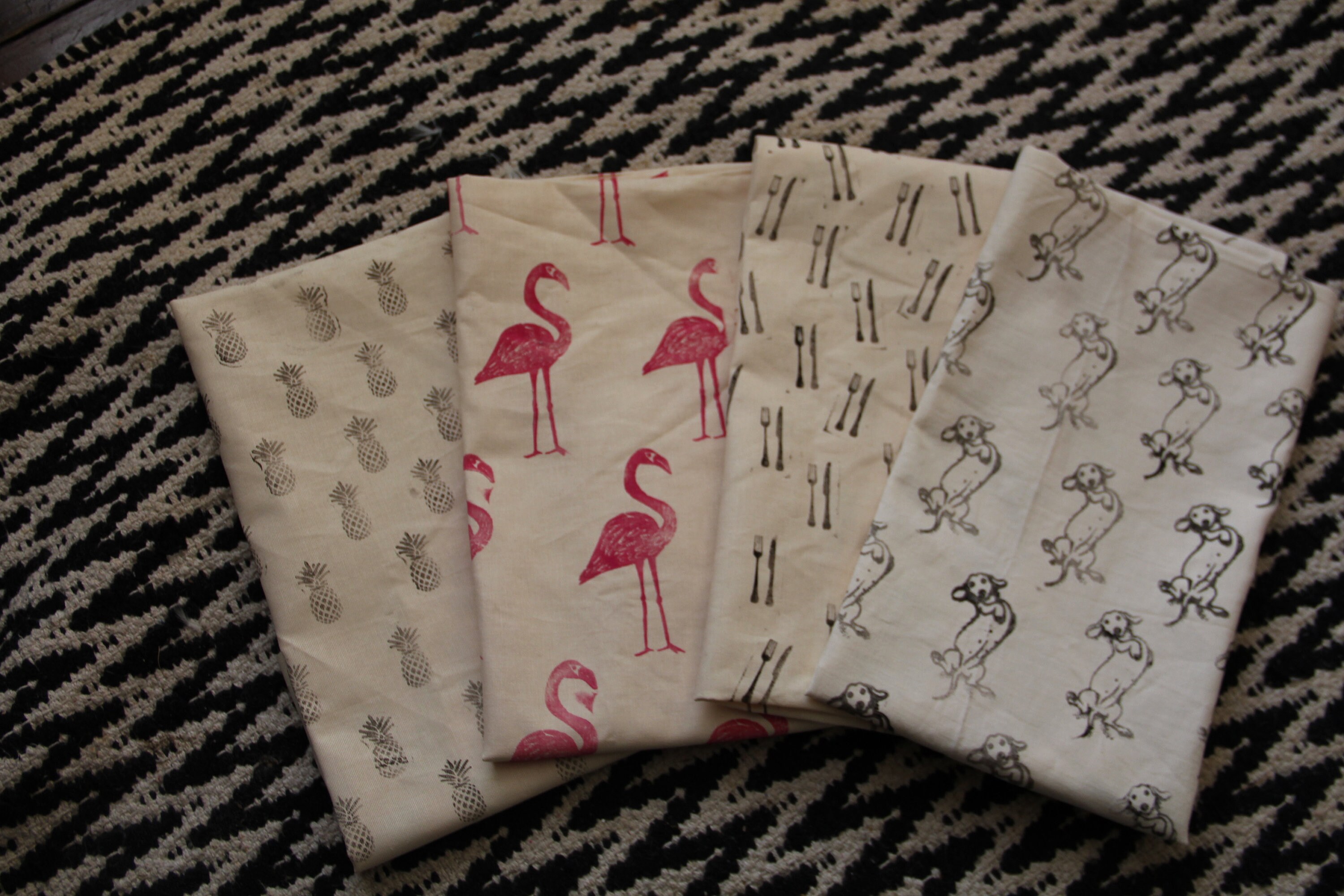 HAND Printed 100 Cotton Tea Towel 48 X 78cm Etsy