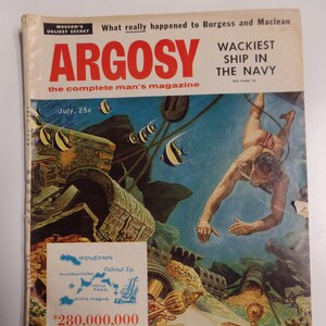Argosy The Complete Man&#39;s Magazine July 1956 Vintage Men&#39;s Pulp Adventure Mag