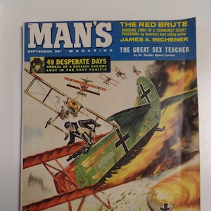 Man&#39;s Magazine September 1960 Vintage Men&#39;s Adventure Mag WWI Aviation