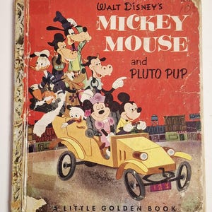 Vintage Little Golden Book Walt Disney&#39;s Mickey Mouse and Pluto Pup 1953