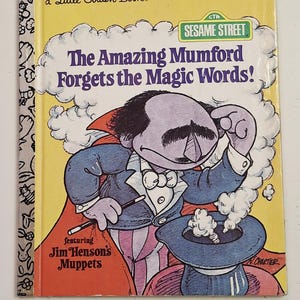 Vintage Little Golden Book Sesame Street The Amazing Mumford Forgets the Magic Words Featuring Jim Henson&#39;s Muppets 1979