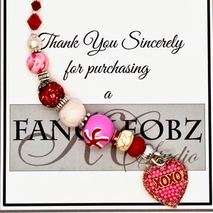 Pink Candy Heart Charm Scissor Fob