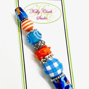 Tintenstift / Tintenstift in Blau & Orange Leopard
