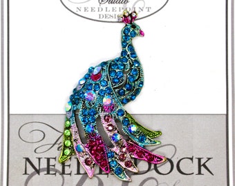Peacock Needle Dock, Canvas Magnet, Needle Minder, Needle Garage