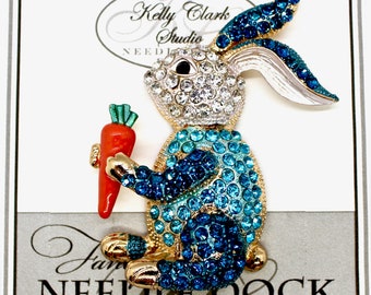 Blue Rabbit Needle Dock, Canvas Magnet, Needle Minder, Needle Garage