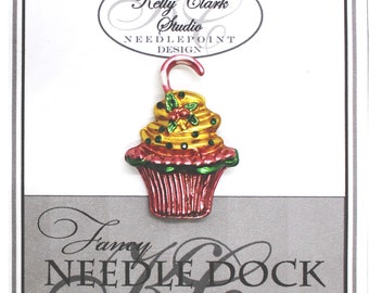 Aide-mémoire rose et jaune pour cupcakes : aiguille en émail avec cristaux Swarovski
