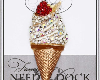 Ice Cream Cone Needle Dock, Canvas Magnet, Needle Minder, Needle Garage