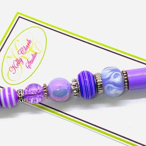 Elegant Beaded Ink Pen in Pale Lilac