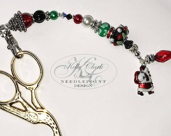 Enameled Santa Charm Scissor Fob