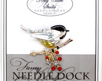 Black Cap Chicadee Needle Dock, Canvas Magnet, Needle Minder, Needle Garage