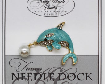 Aqua Dolphin Needle Minder : station d'accueil pour aiguille avec perles en cristal Swarovski
