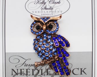 Rhinestone Owl Needle Dock, Canvas Magnet, Needle Minder, Needle Garage
